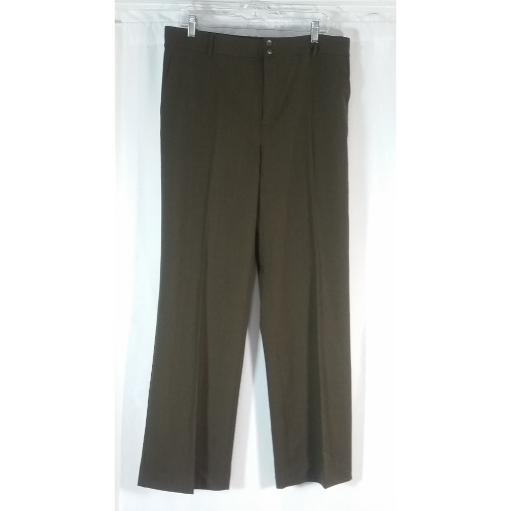 LRL Lauren Olive Wool Elastane Dress Pants 12